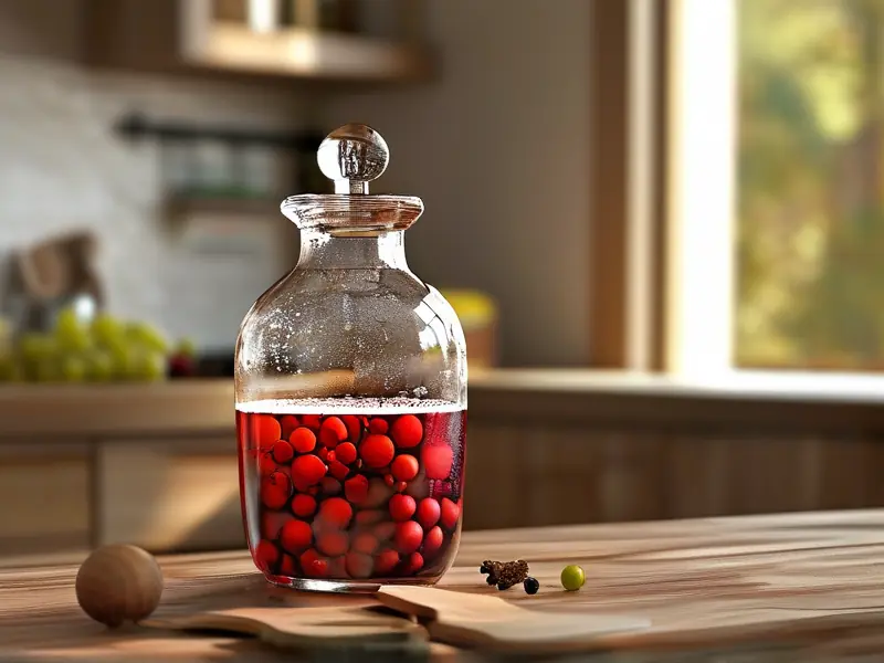 家庭自制葡萄酒发酵过程中搅拌的场景