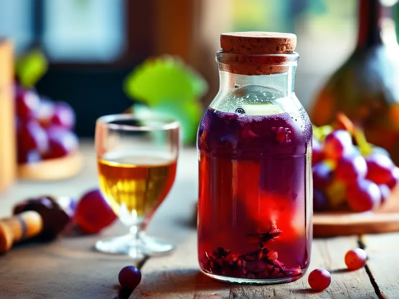 自制葡萄酒与白酒混合过程实拍图