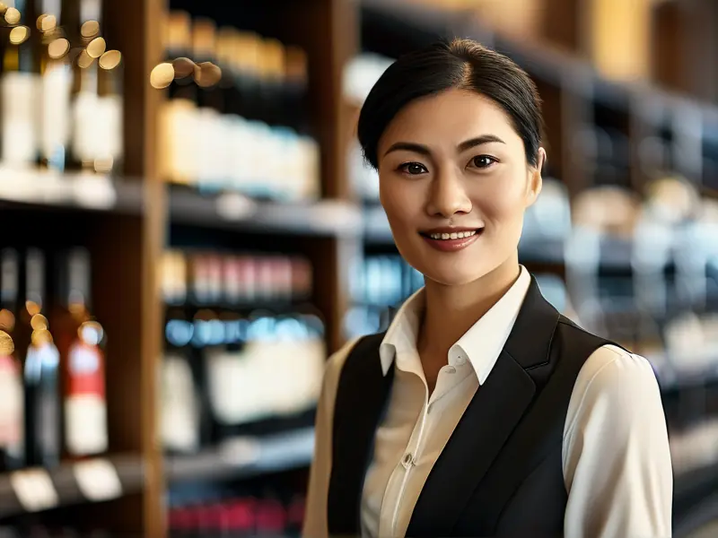 白酒销售员向客户介绍产品