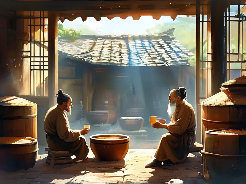 古代文人酿酒吟诗场景