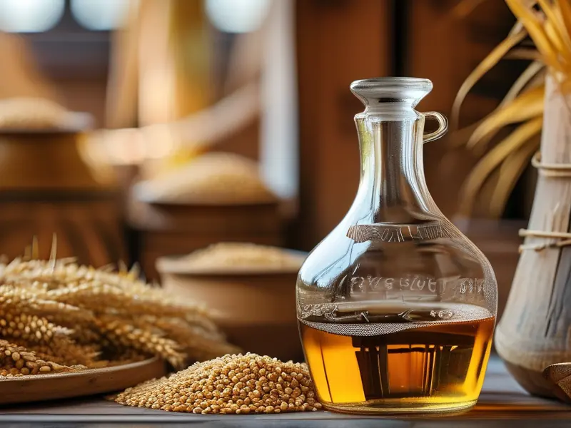 专业酿酒师展示高粱酒和酒糟