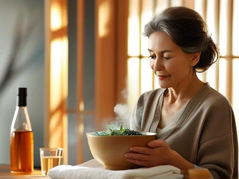 艾叶加酒热敷材料准备过程