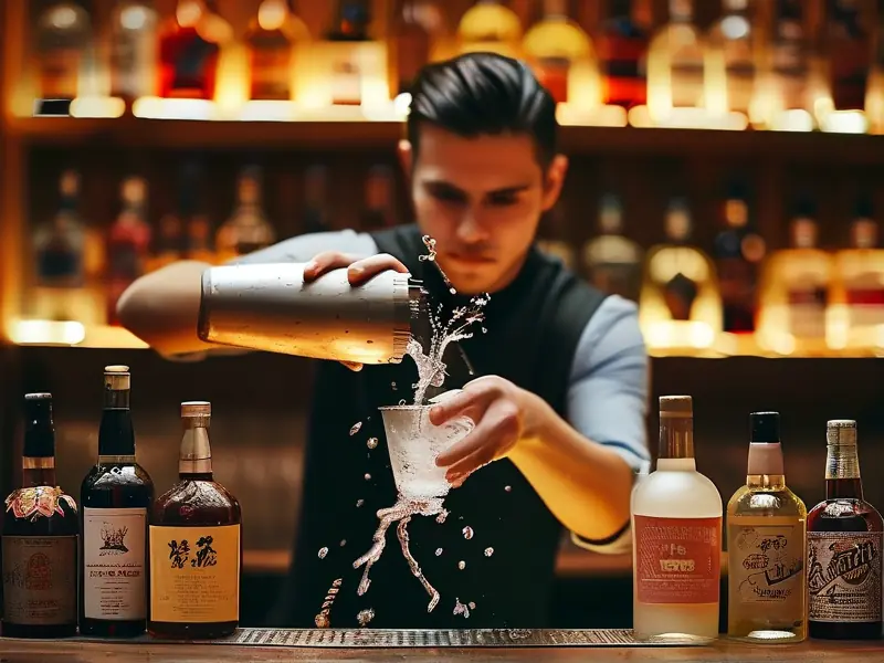 安徽调酒培训现场教学实拍-专业调酒师示范鸡尾酒调制技巧