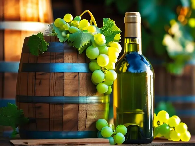 白葡萄酒原料与发酵设备实拍图