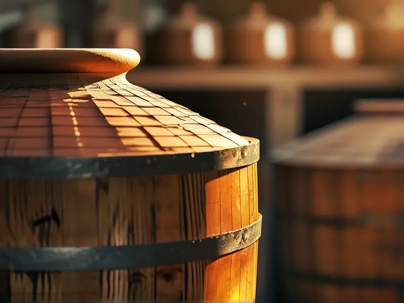 传统工艺酿造的白酒在陶缸中陈化过程实拍