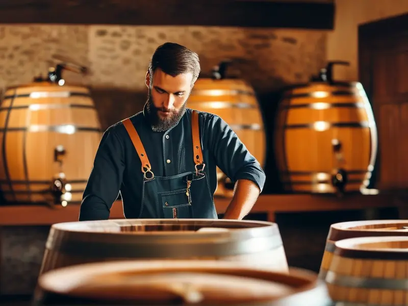 酿酒师在传统车间进行白酒发酵检查