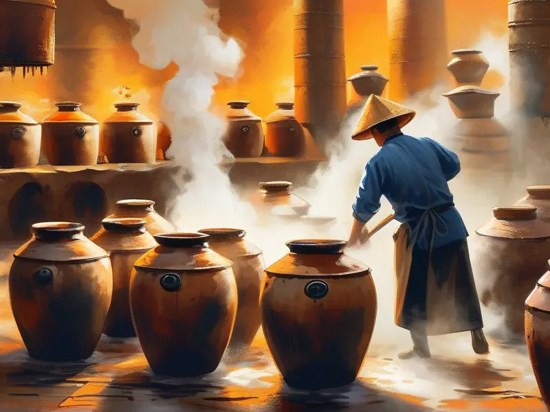 传统白酒酿造工艺中的粮食蒸煮环节