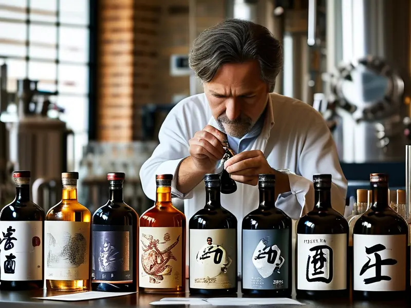 酿酒师勾兑白酒的专业场景