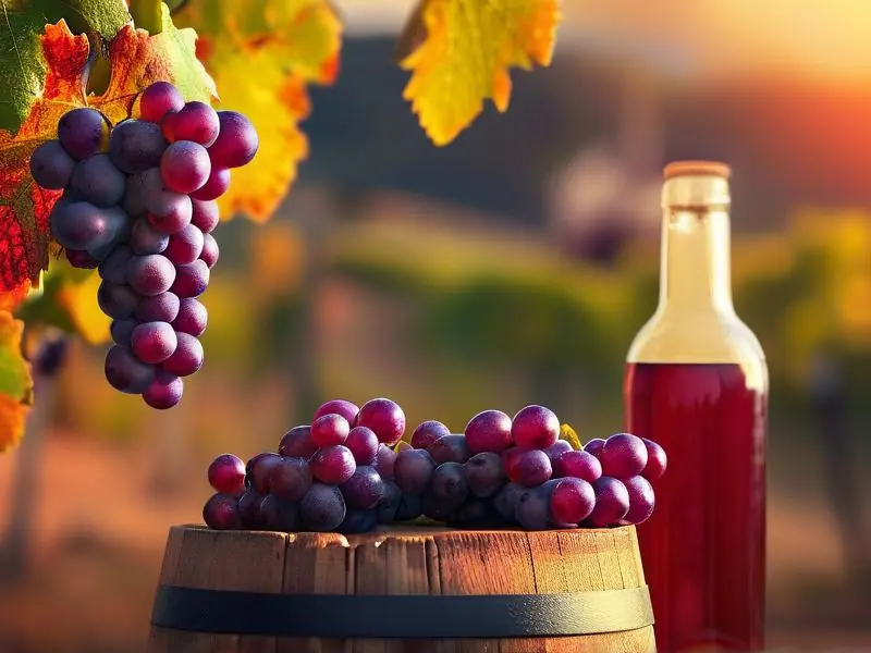 半甜葡萄酒发酵过程中的橡木桶特写