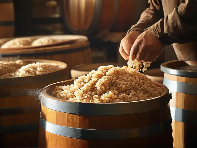 纯大米白酒酿造过程中的酒醅检查