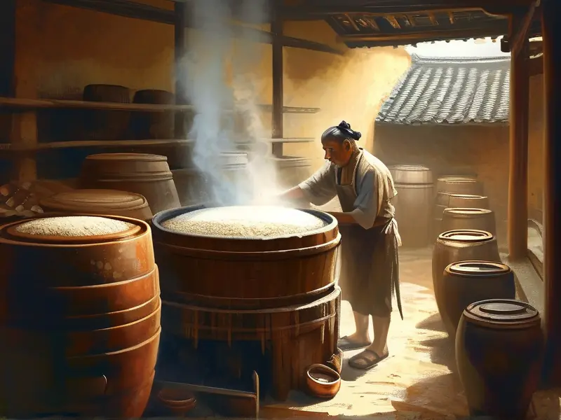 传统手工粮食酒酿造过程实拍