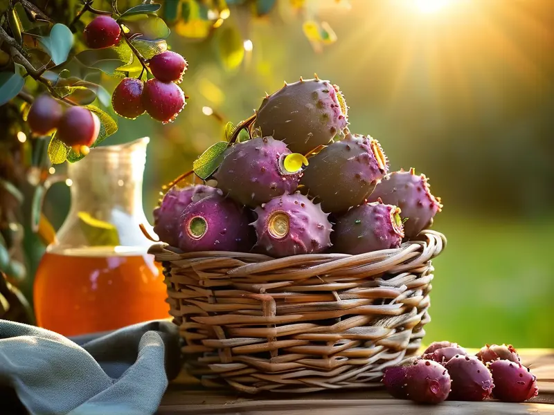 新鲜刺梨果实和酿酒工具