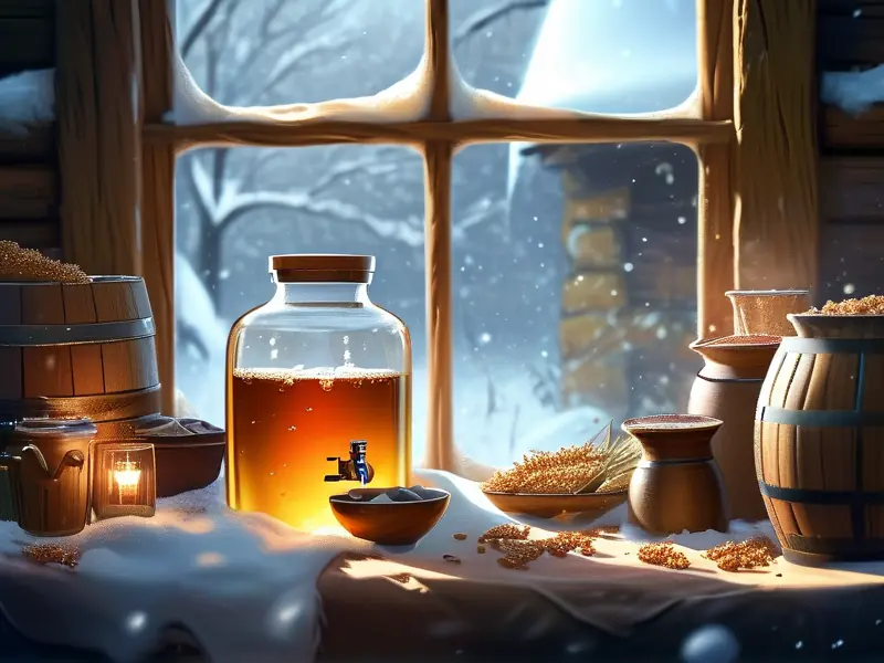 冬日家庭酿酒场景展示