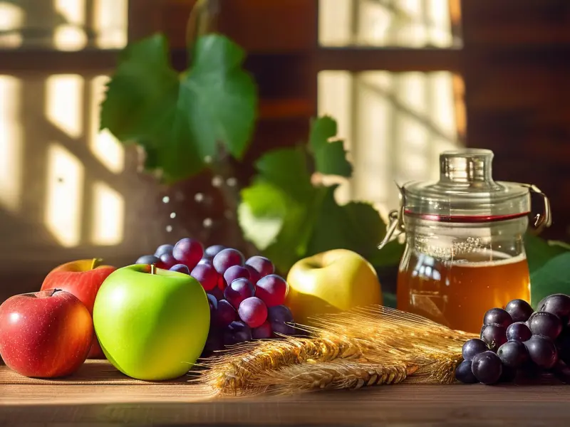 多种酿酒原料展示：谷物、水果和花卉