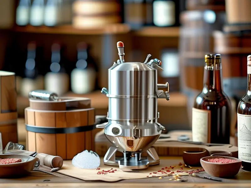 酿酒师检查二手小型酿酒设备