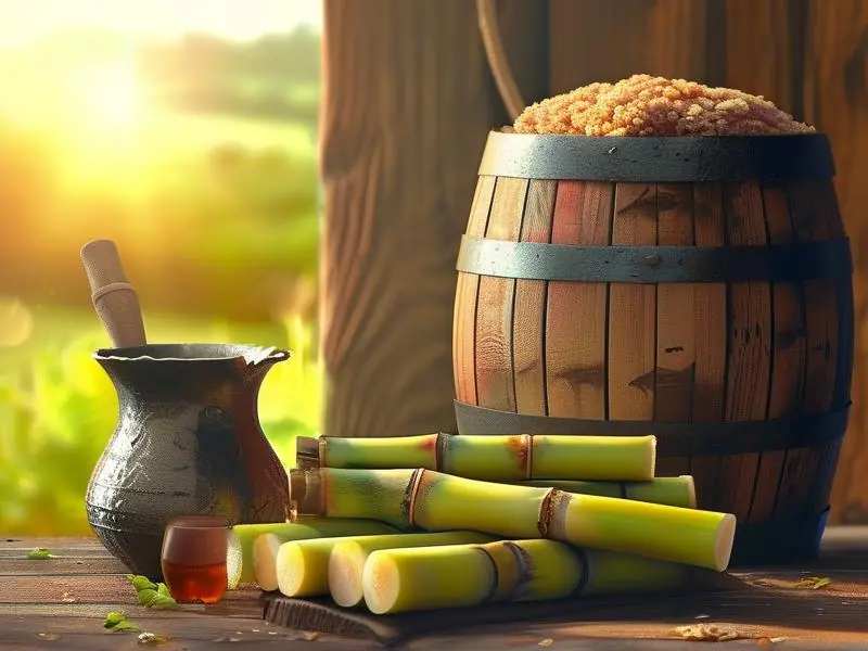 甘蔗酒酿造原料与工具展示