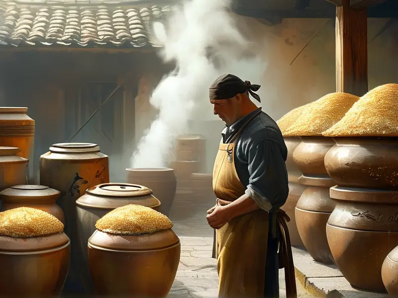 传统高粱白酒酿造现场实拍图