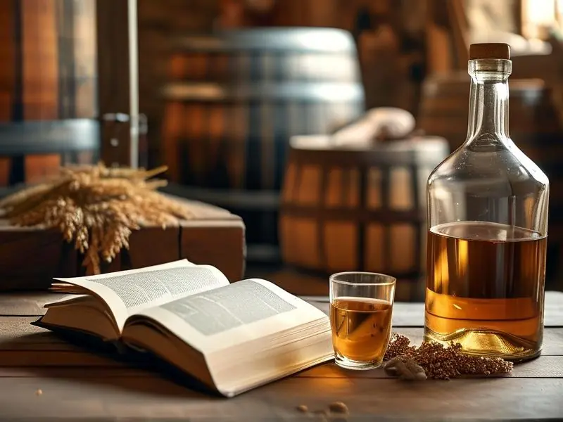 白酒酿酒书籍与酿酒原料展示