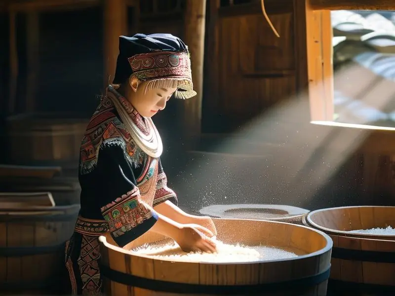 贵州苗族传统米酒酿造过程