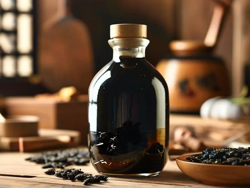 传统工艺酿造的黑蚂蚁酒成品展示