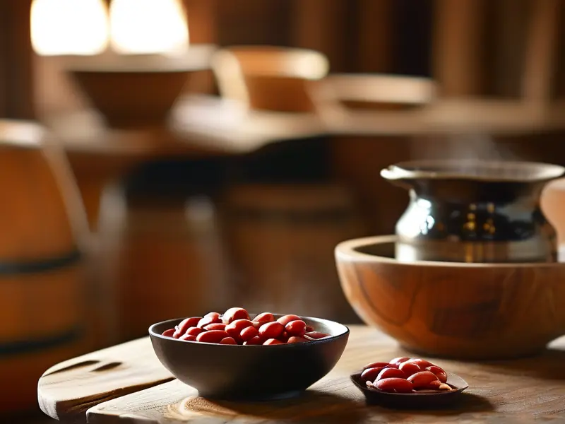 红豆与酿酒工具