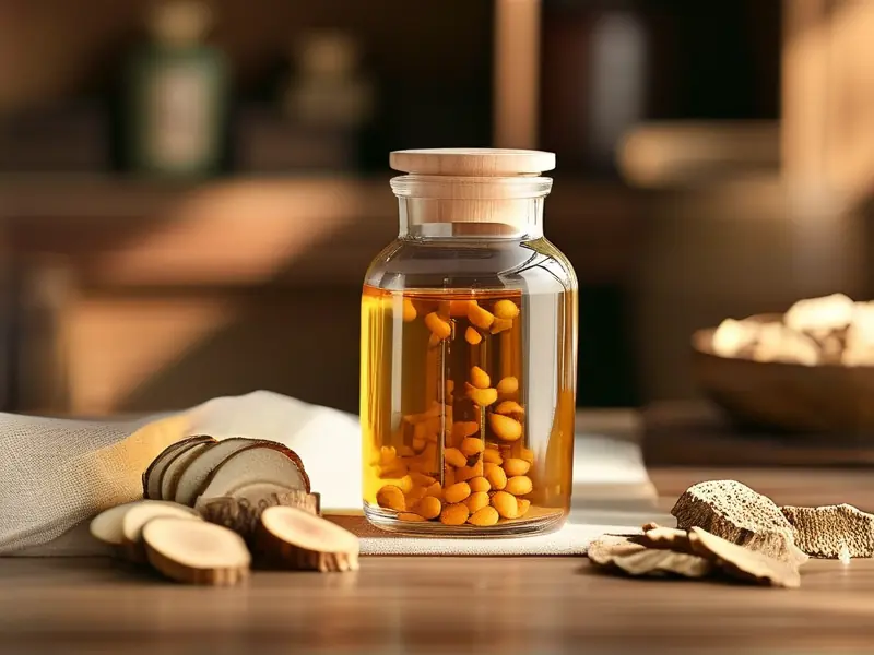 黄精鹿茸泡酒原料与成品展示图