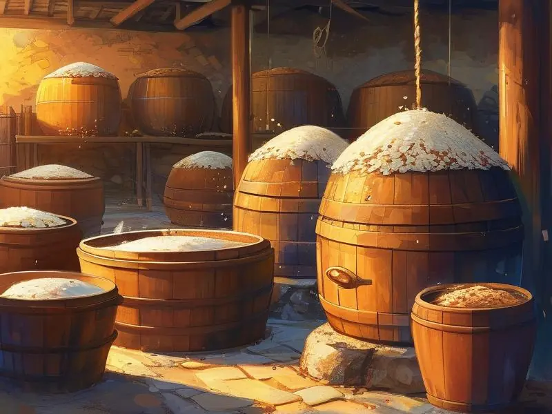 传统手工黄酒酿造过程实拍图