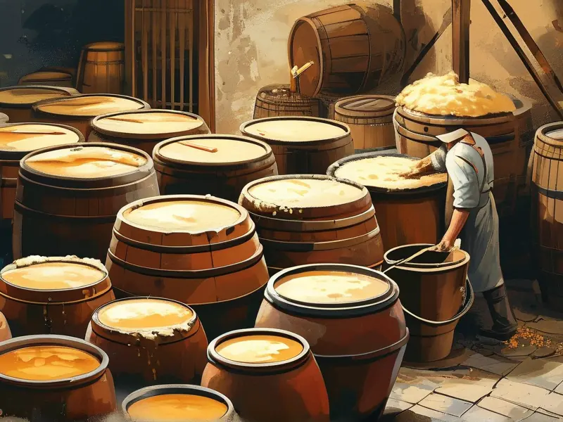 传统黄酒酿造工艺现场