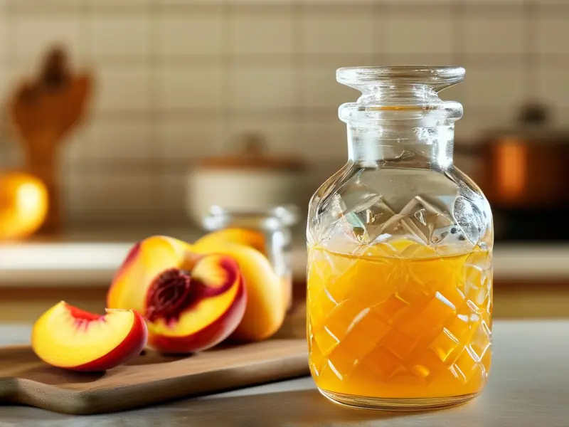自制黄桃酒原料与成品展示