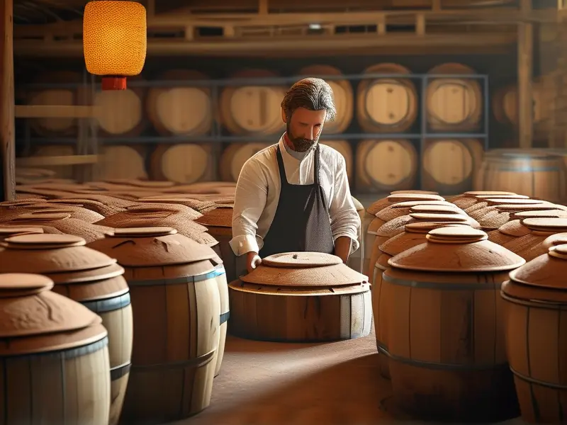 酿酒师检查酱香酒发酵情况