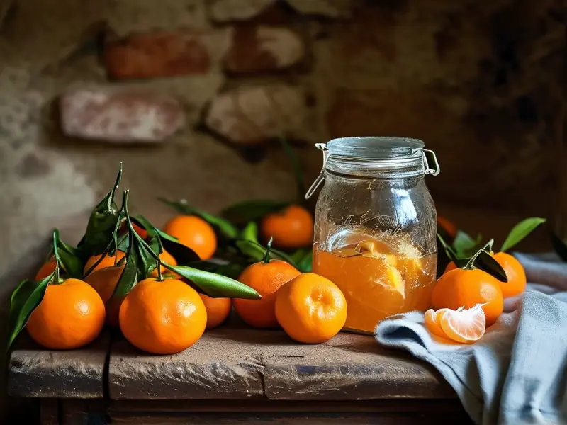 家庭自制橘子酒的酿制过程展示