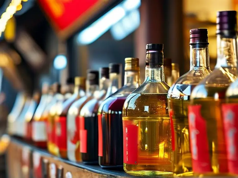 街边散装白酒销售场景实拍