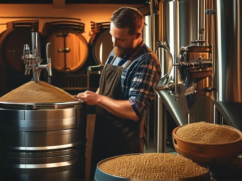 精酿啤酒制作过程视频中的酿酒师操作设备