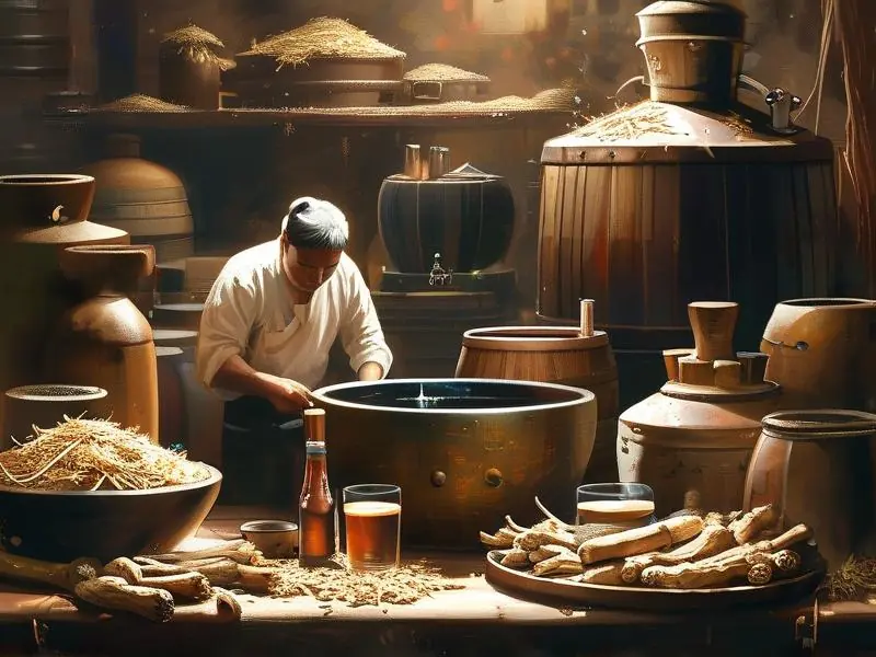 酿酒师制作酒川芎的过程