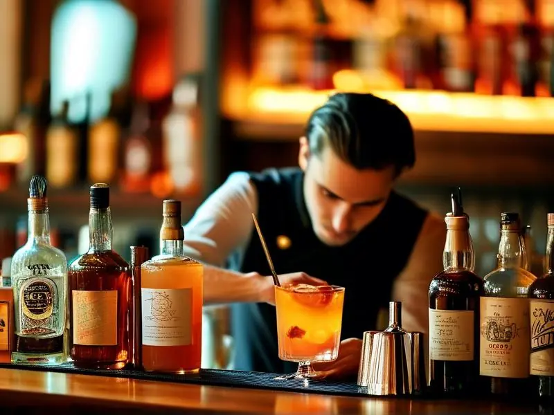 专业调酒师调制鸡尾酒