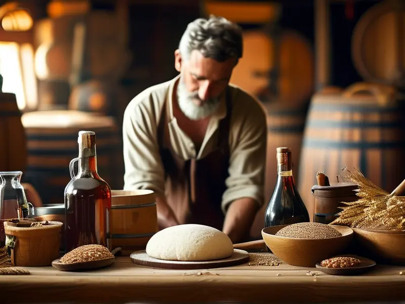 酿酒师制作酒饼的过程展示
