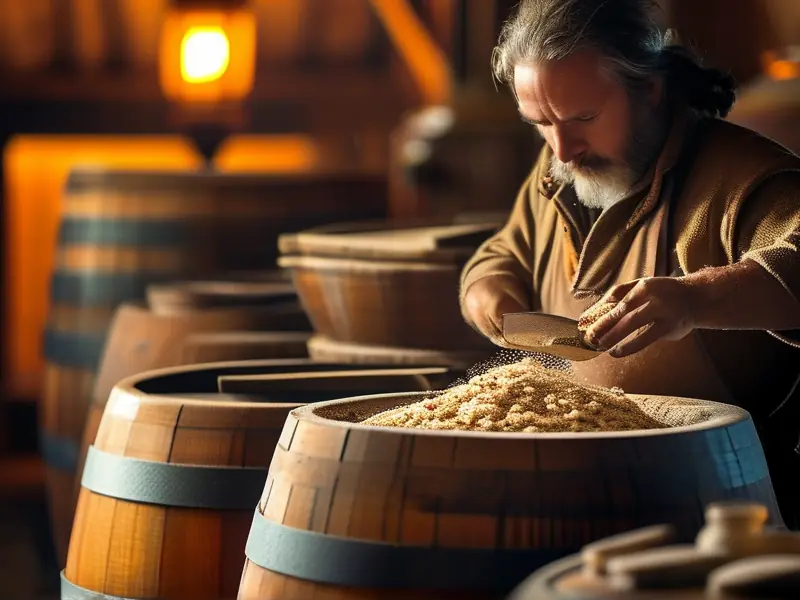 酿酒师手工制作酒曲的过程