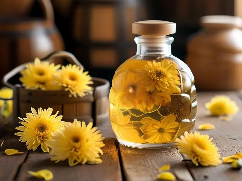 传统菊花酒酿制过程展示