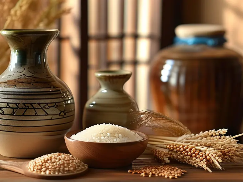 传统烤酒所需的各种原料实拍展示