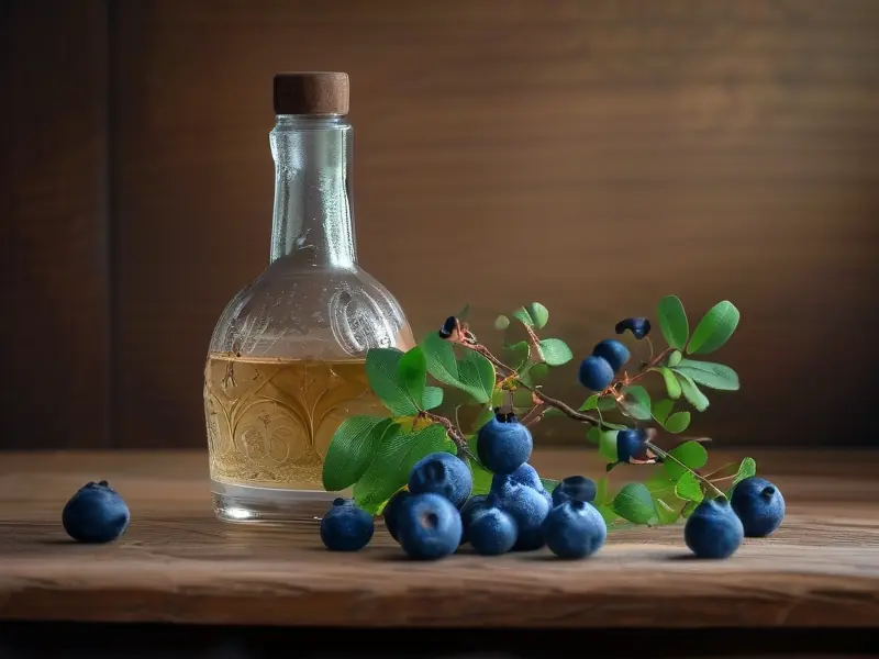 新鲜蓝莓和自制蓝莓酒