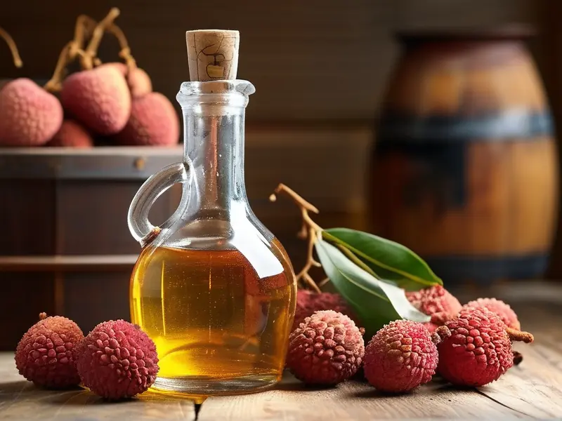 新鲜荔枝与自制荔枝酒对比图