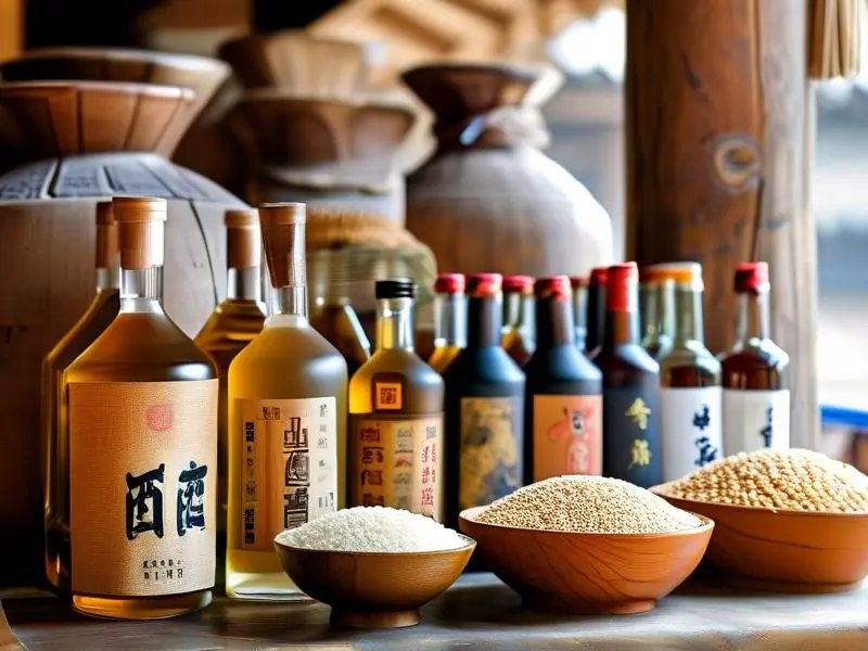 多种粮食酿造的白酒展示