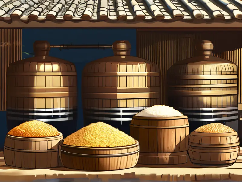 高粱大米玉米三种粮食与对应酿造的白酒对比展示图