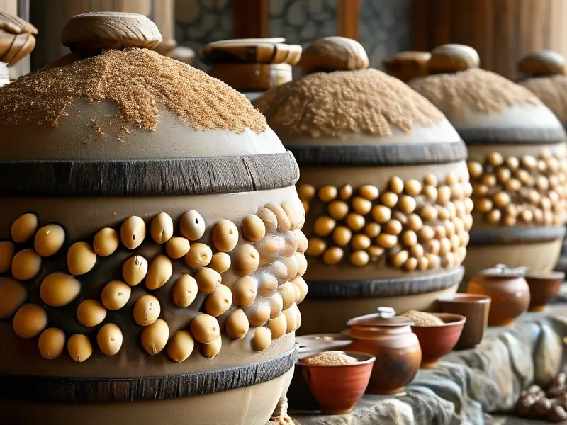 莲子烧酒酿造原料与工具展示