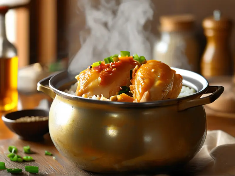 米酒煲鸡成品图