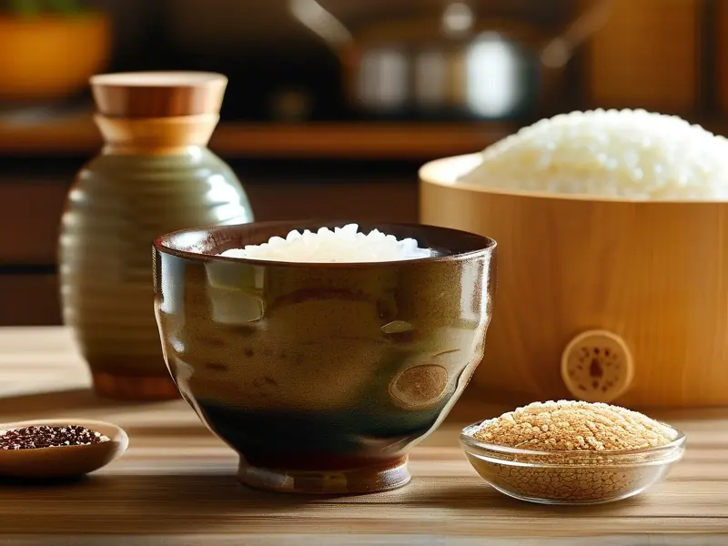 自制米酒成品与原料展示