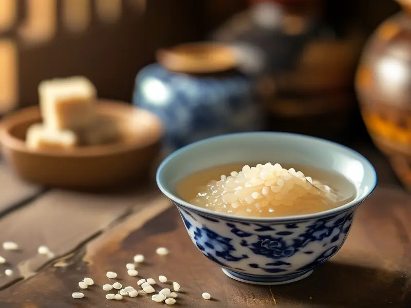 传统工艺制作的米酒成品特写