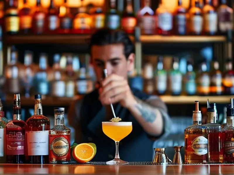 专业调酒师调制鸡尾酒