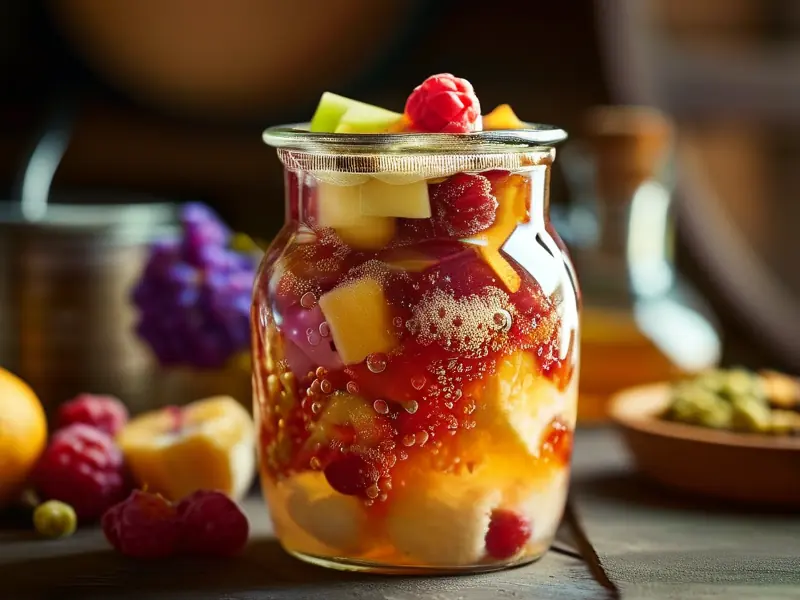 水果发酵过程中的特写照片