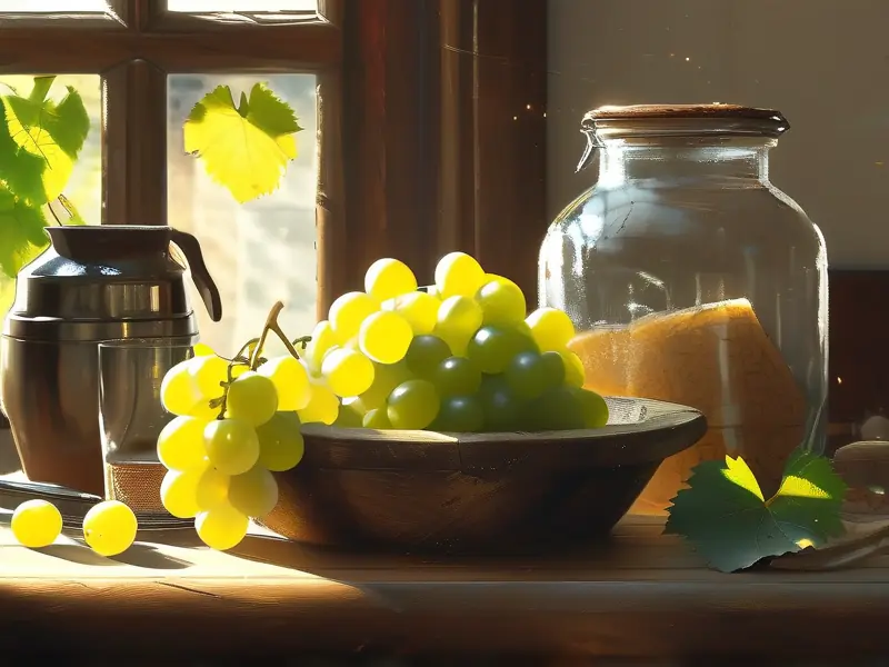 家庭酿葡萄酒制作场景